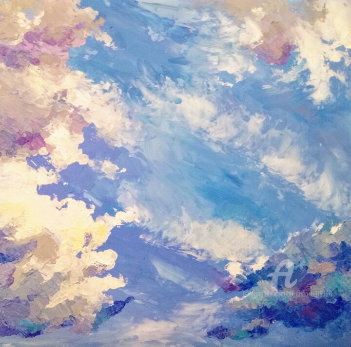 Painting titled "Cloudscape" by Xi Chen, Original Artwork, Oil