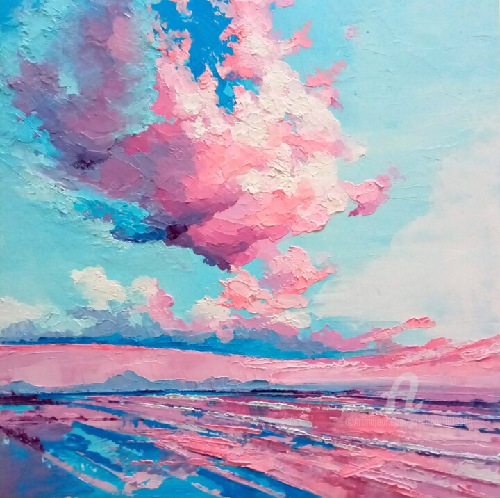 Malerei mit dem Titel "Cloudscape n°31" von Xi Chen, Original-Kunstwerk, Öl