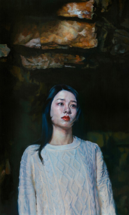 Painting titled "在那遥远的地方" by Xiao Ming Diao, Original Artwork, Oil