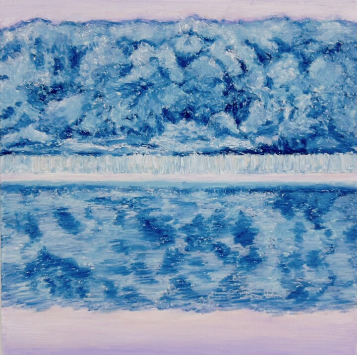 Peinture intitulée "The Lake Mirrors Se…" par Xiaolan Sun, Œuvre d'art originale, Huile