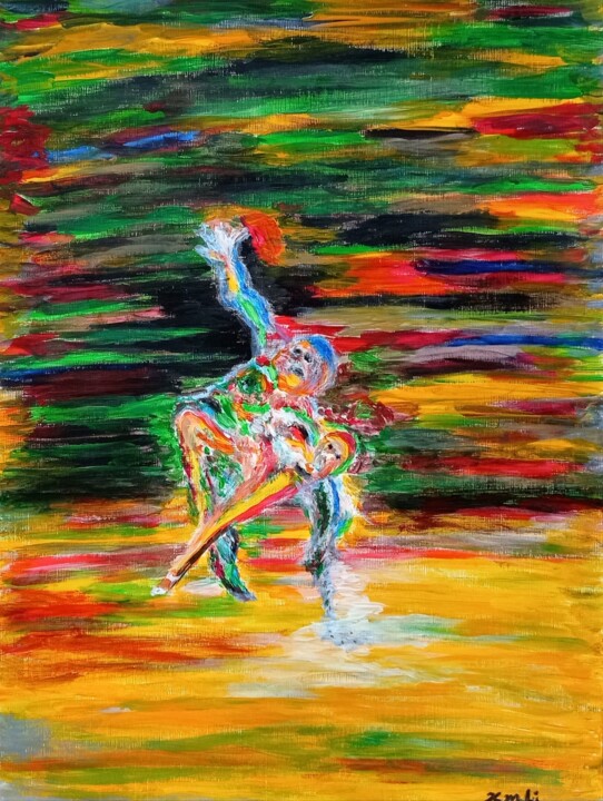 Painting titled "A dance scene" by Xiaomei Li, Original Artwork, Acrylic