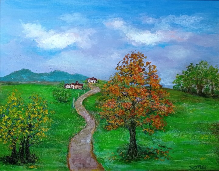 Painting titled "The countryside esc…" by Xiaomei Li, Original Artwork, Acrylic