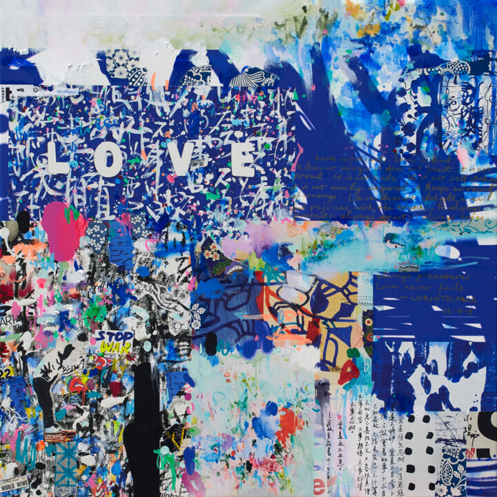 Peinture intitulée "Blue love" par Xiaoyang Galas, Œuvre d'art originale, Acrylique