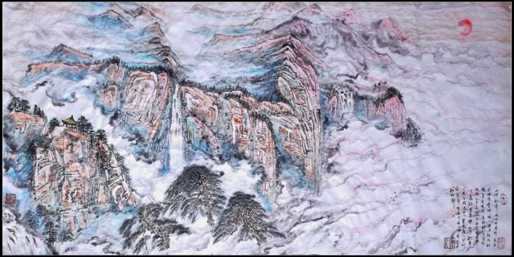 Painting titled "Dragon Rises Along…" by Rongsong Xie Xie Rong Song, Original Artwork, Ink