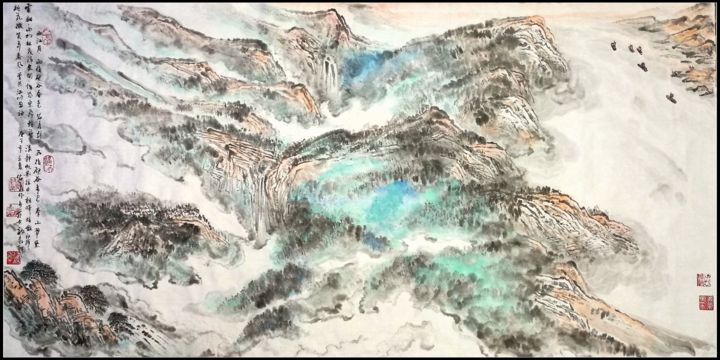 Painting titled "Spring Valley after…" by Rongsong Xie Xie Rong Song, Original Artwork, Pigments