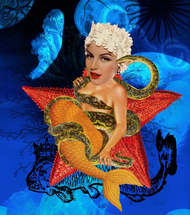 Цифровое искусство под названием "sirena.jpg" - Ximena Santillana, Подлинное произведение искусства