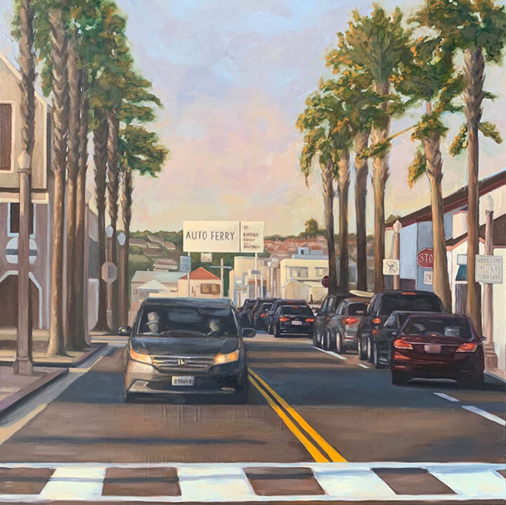 Painting titled "Sunset in Balboa" by Xindi Zhao, Original Artwork, Oil