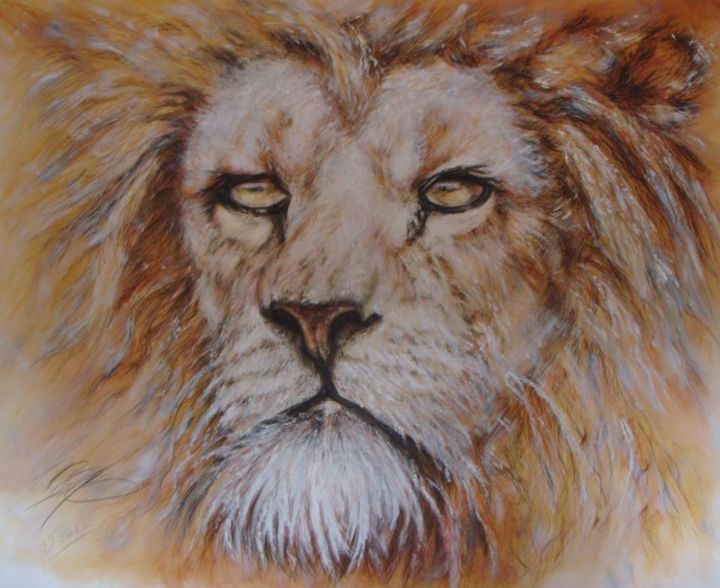 Peinture intitulée "LION" par Wei Mazzolini, Œuvre d'art originale, Huile