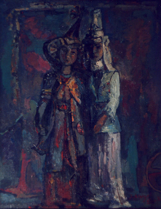 Картина под названием "BAYAN AND TANSYK" - Kabyl Khalykov, Подлинное произведение искусства, Масло
