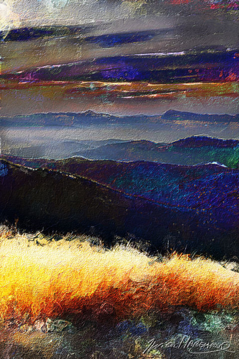 Arts numériques intitulée "Que la montagne est…" par Xavier Marchand, Œuvre d'art originale, Peinture numérique