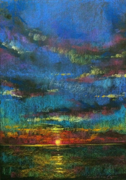 Рисунок под названием "Закат. Море" - Olga Glazacheva, Подлинное произведение искусства, Пастель