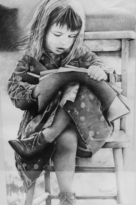 Drawing titled "Little Lady" by Xristastavrou, Original Artwork, Pencil