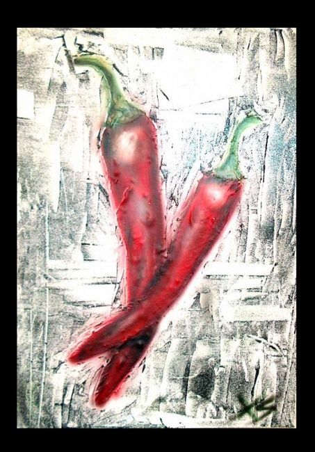 Painting titled "piments" by Xavier Xanta, Original Artwork