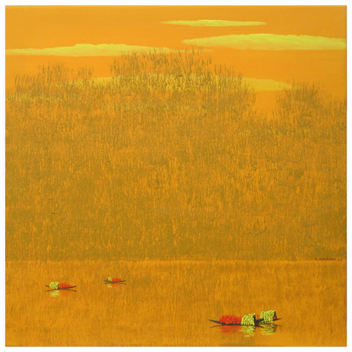 Malarstwo zatytułowany „Glow of sunset 7” autorstwa Xuan Khanh Nguyen, Oryginalna praca, Akryl