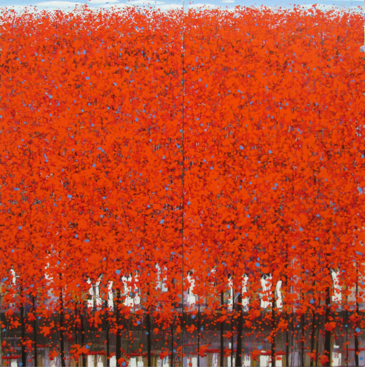 Peinture intitulée "LATE AUTUMN 10" par Xuan Khanh Nguyen, Œuvre d'art originale, Acrylique