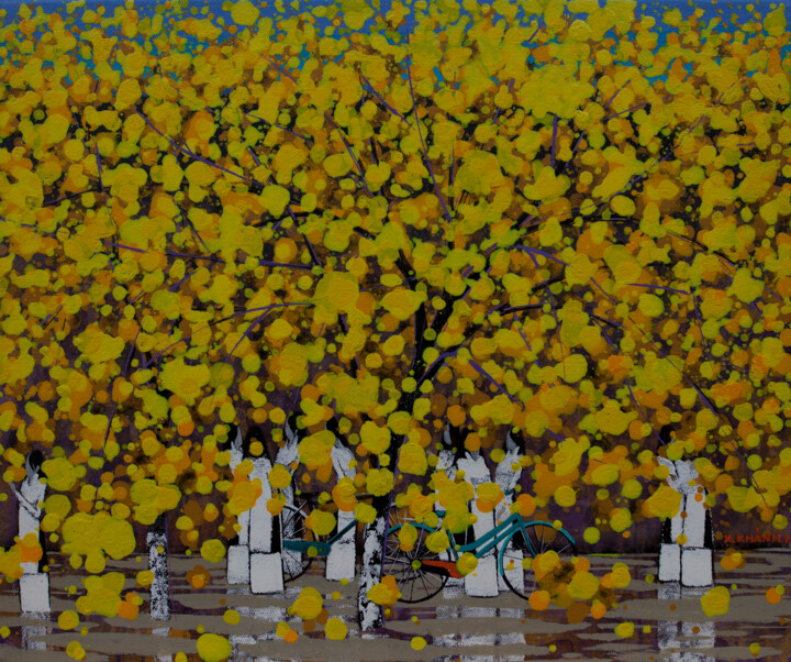 Картина под названием "Sunny autumn #10" - Xuan Khanh Nguyen, Подлинное произведение искусства, Акрил Установлен на Деревянн…