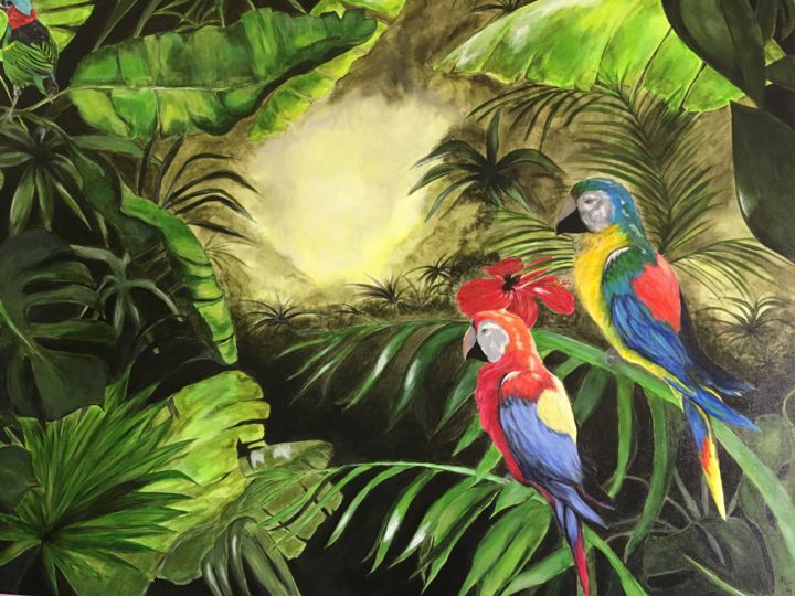 Painting titled "Perrots" by Xuan Mai Ly, Original Artwork, Acrylic
