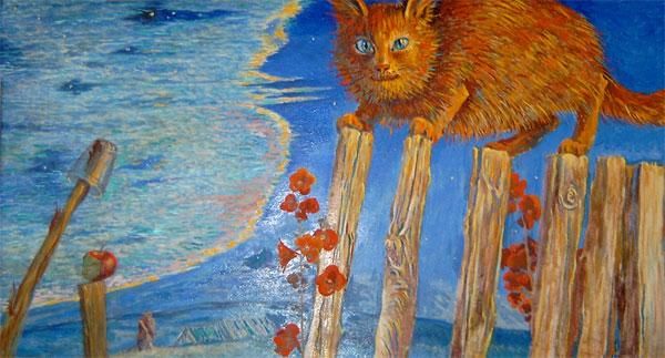 Painting titled "оранжевый кот" by Maksim Ivanov, Original Artwork