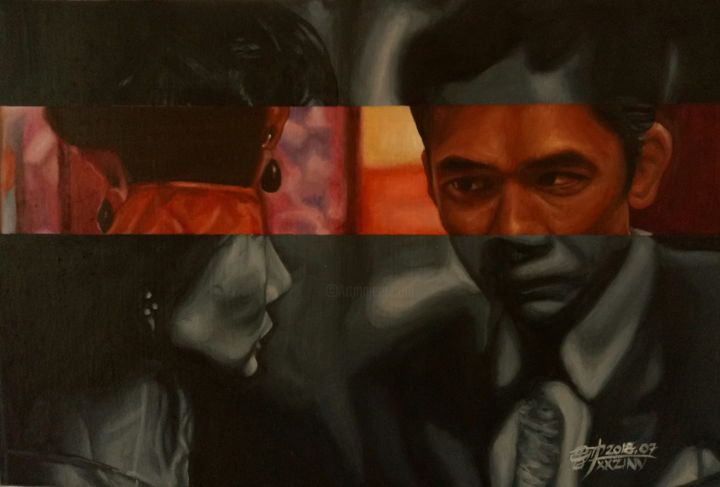 Painting titled "Gaze" by Xxzinv, Original Art, Oil