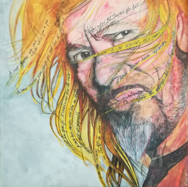 Peinture intitulée "Florent Pagny" par Yannick Civel, Œuvre d'art originale, Acrylique