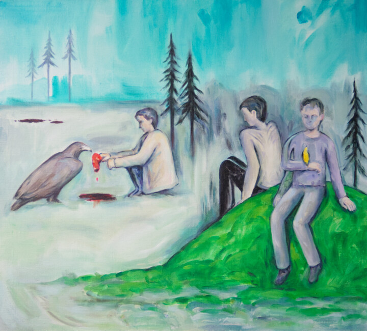 Картина под названием "In the marsh" - Yuliya Kachan, Подлинное произведение искусства, Масло Установлен на Деревянная рама…