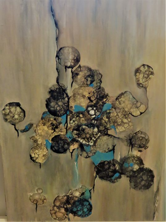 Peinture intitulée "atomes-crochus.jpg" par Yasmina Younes, Œuvre d'art originale, Acrylique