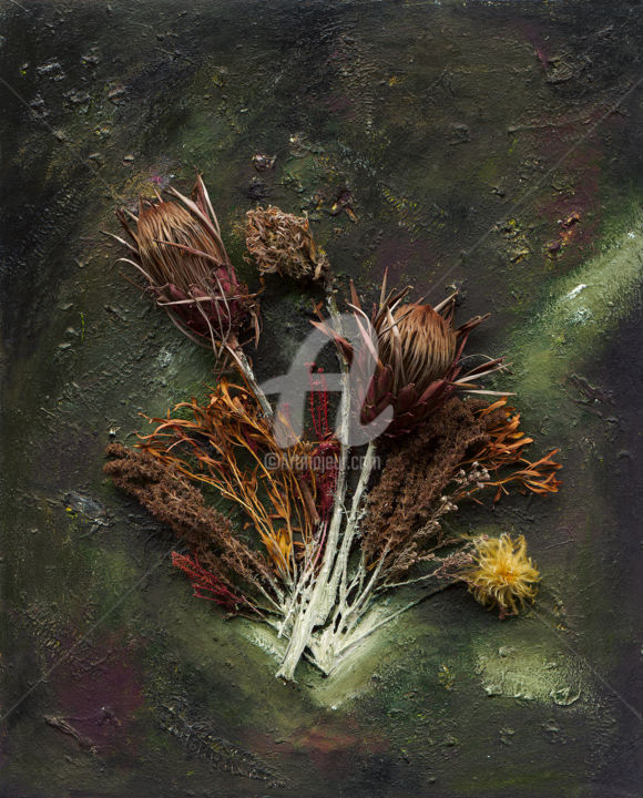 Collages intitulée "Flowers of the wild…" par Echo He, Œuvre d'art originale, Collages