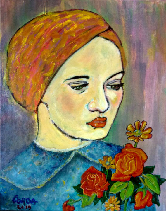 Painting titled "la-Rose" by Yaacov Ye'Hezkel Corda, Original Art, Acrylic