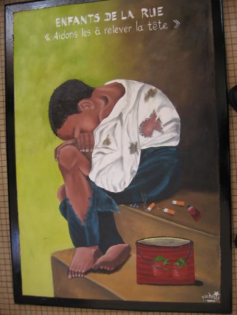 Pintura intitulada "Enfant de la rue (r…" por Max, Obras de arte originais