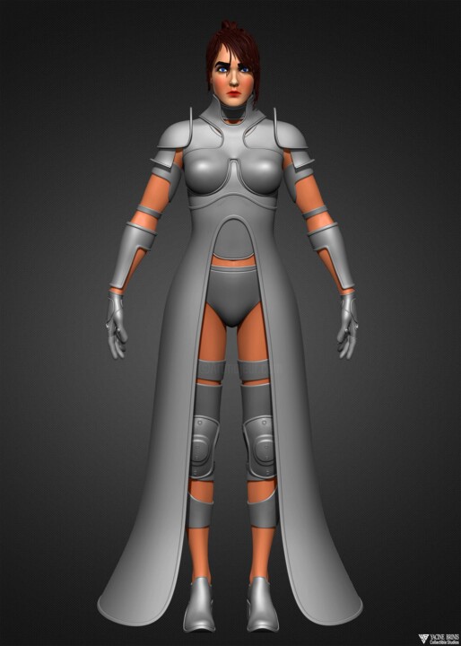 Arts numériques intitulée "Female Warrior 1 By…" par Yacine Brinis, Œuvre d'art originale, Modélisation 3D