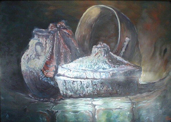 Painting titled "tradition" by Yacine Rehahlia, Original Artwork