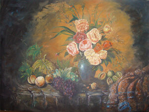 Painting titled "nature morte" by Yacine Rehahlia, Original Artwork