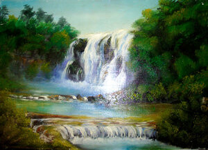 Peinture intitulée "chute d'eau" par Yacine Rehahlia, Œuvre d'art originale