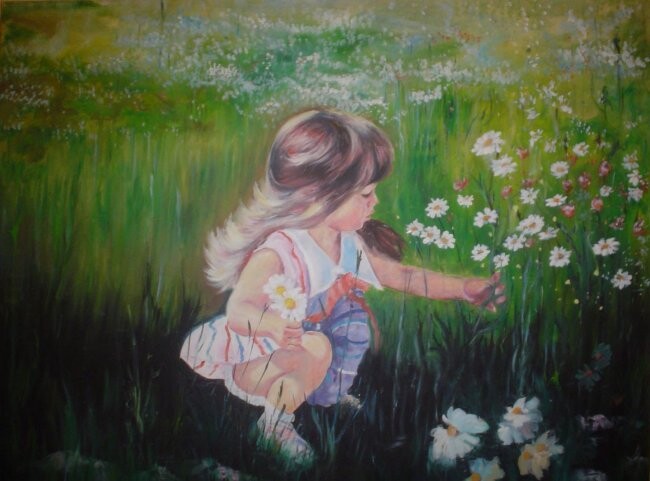 Peinture intitulée "enfance3" par Yacine Rehahlia, Œuvre d'art originale