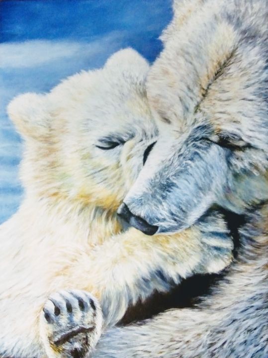 Peinture intitulée "maman-ours.jpg" par Yaël En Couleurs, Œuvre d'art originale, Acrylique