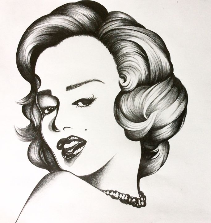 Disegno intitolato "Marilyn Monroe" da Yael Yazvin, Opera d'arte originale, Matita