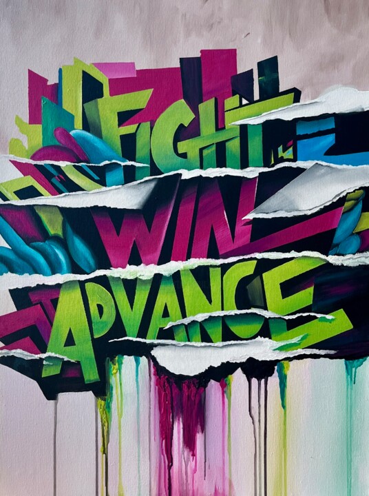 Pintura intitulada "Figh Win Advance" por Yağmur Turan, Obras de arte originais, Acrílico