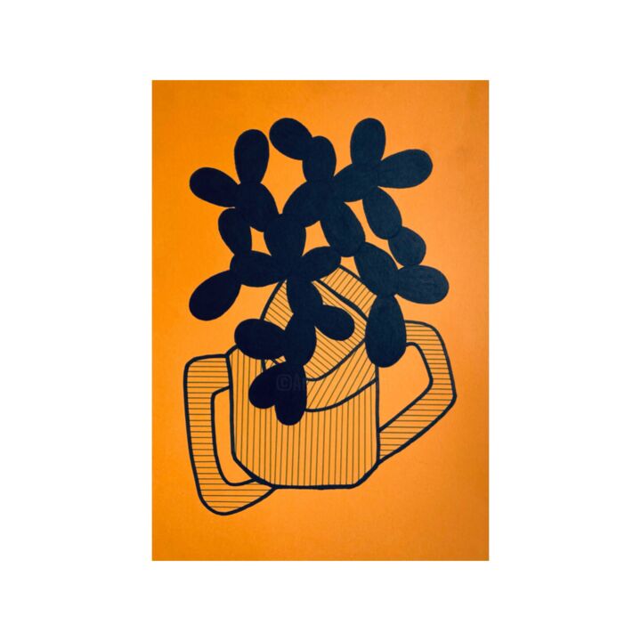Dessin intitulée "« Succulents Cactus…" par Yahia Ouled Moussa, Œuvre d'art originale, Encre