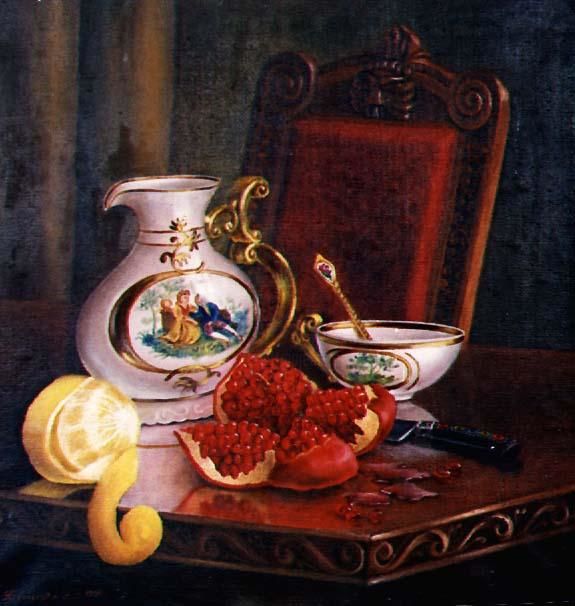 Painting titled "still life with gar…" by Elina Bronshtain, Original Artwork