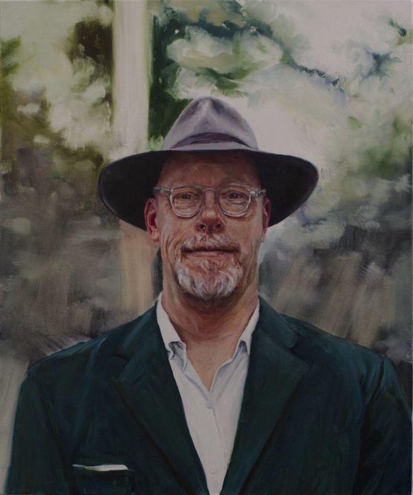 Painting titled "Portrait of a Man W…" by Yair Shoshani, Original Artwork, Oil