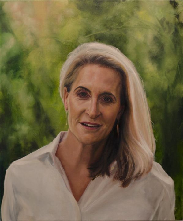 Painting titled "Portrait of Ms. Lara" by Yair Shoshani, Original Art, Oil