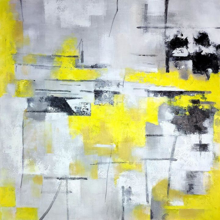 Painting titled "Abstract A05D" by Yakir Zendo, Original Art, Oil Mounted on Stretcher frame