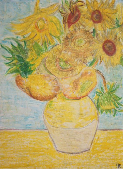 Drawing titled "Les Tournesols - Va…" by Yr, Original Artwork, Pastel