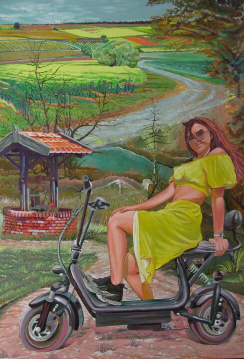 Ζωγραφική με τίτλο "Дончанка" από Андрей Гергележиу, Αυθεντικά έργα τέχνης, Λάδι