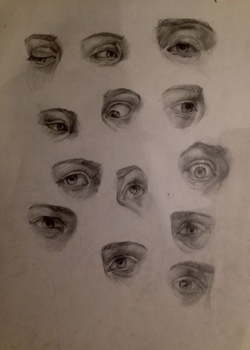 Картина под названием "глаза" - Aleksandr Yakobyuk, Подлинное произведение искусства, Карандаш