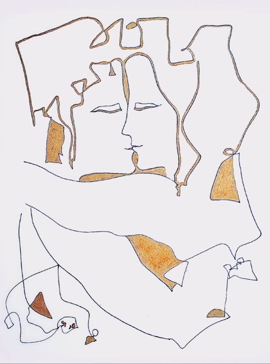 Malerei mit dem Titel "kiss" von Svitlana Yatsenko, Original-Kunstwerk, Gel Stift