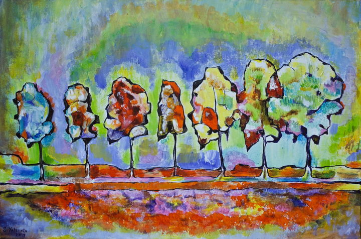 Painting titled "Autumn" by Svitlana Yatsenko, Original Artwork, Acrylic