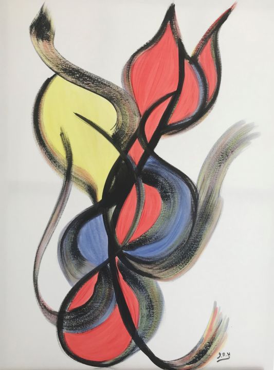 Malerei mit dem Titel "Si la cigale m'étai…" von Yakout Habri, Original-Kunstwerk, Acryl