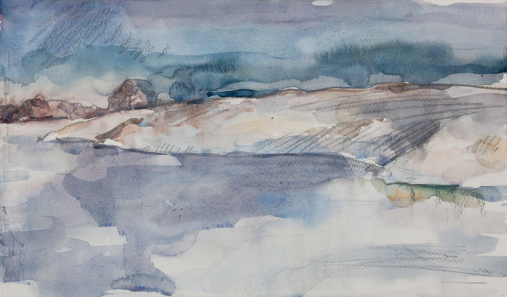Painting titled "Winter" by Lily Yakupova, Original Artwork, Watercolor
