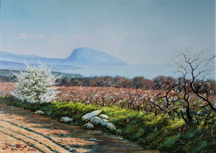 Painting titled "Spring" by Georgii Tril, Original Artwork, Oil